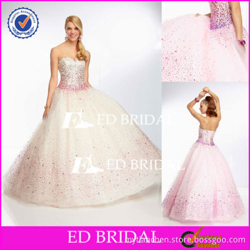 P758 School Girl Off Shoulder Full Beading Sequin Ball Gown Tulle Prom Dresses 2014